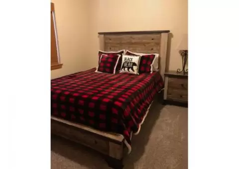 Wood Queen Bedroom Set, with Mattress and End Table